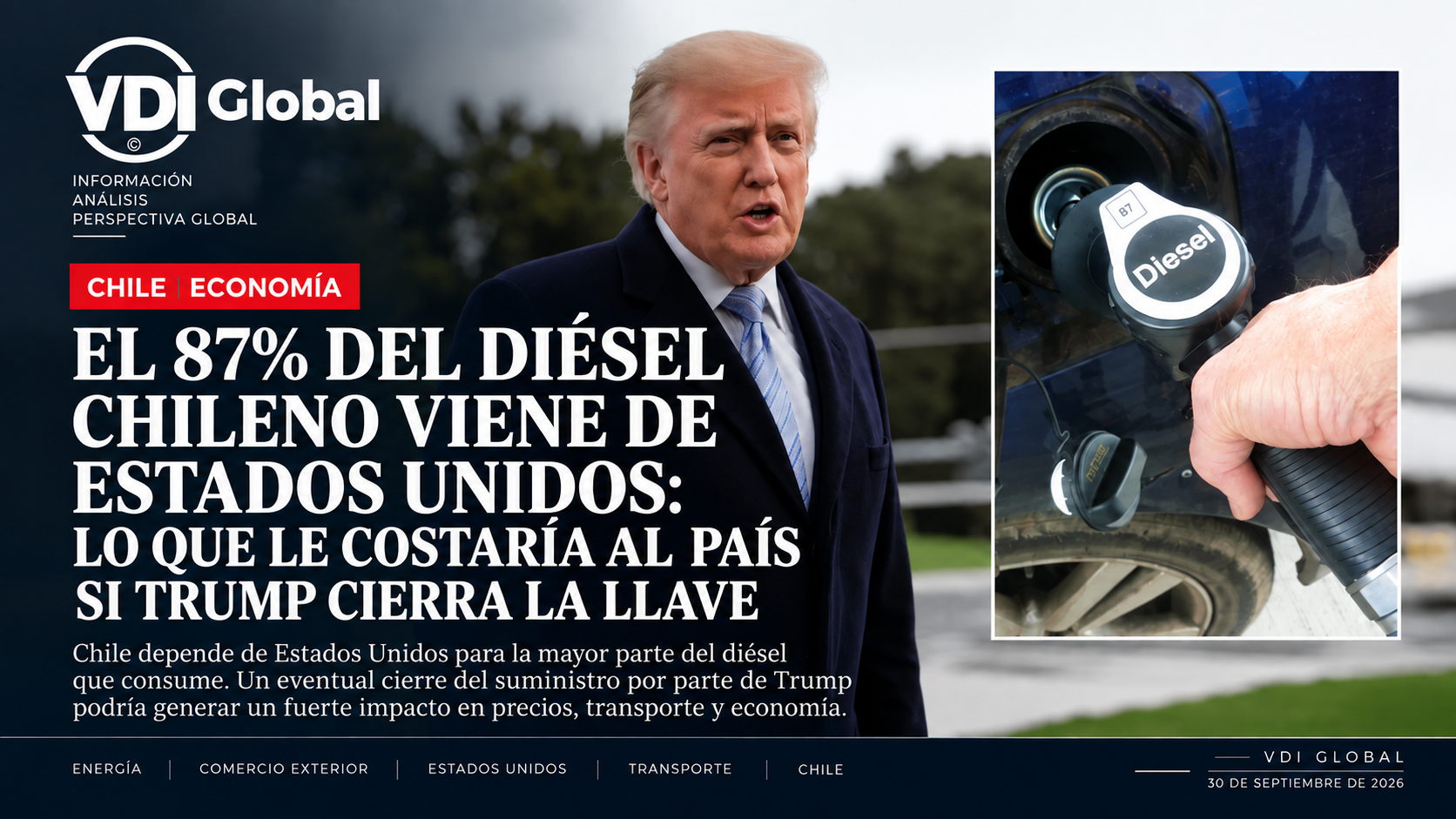 EL 87% DEL DIÉSEL CHILENO VIENE DE ESTADOS UNIDOS: LO QUE LE COSTARÍA AL PAÍS SI TRUMP CIERRA LA LLAVE