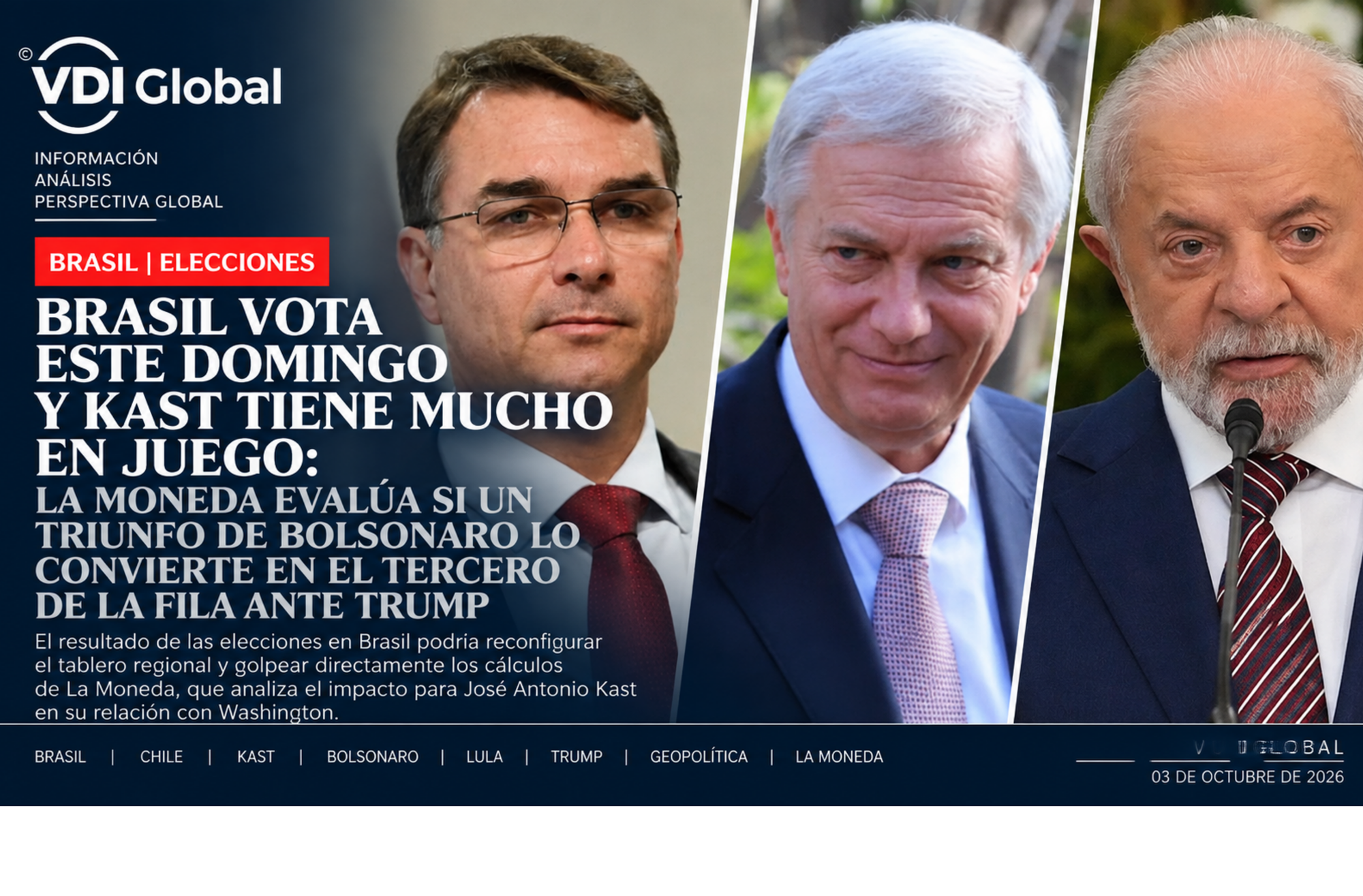 BRASIL VOTA ESTE DOMINGO Y KAST TIENE MUCHO EN JUEGO: LA MONEDA EVALÚA SI UN TRIUNFO DE BOLSONARO LO CONVIERTE EN EL TERCERO DE LA FILA ANTE TRUMP