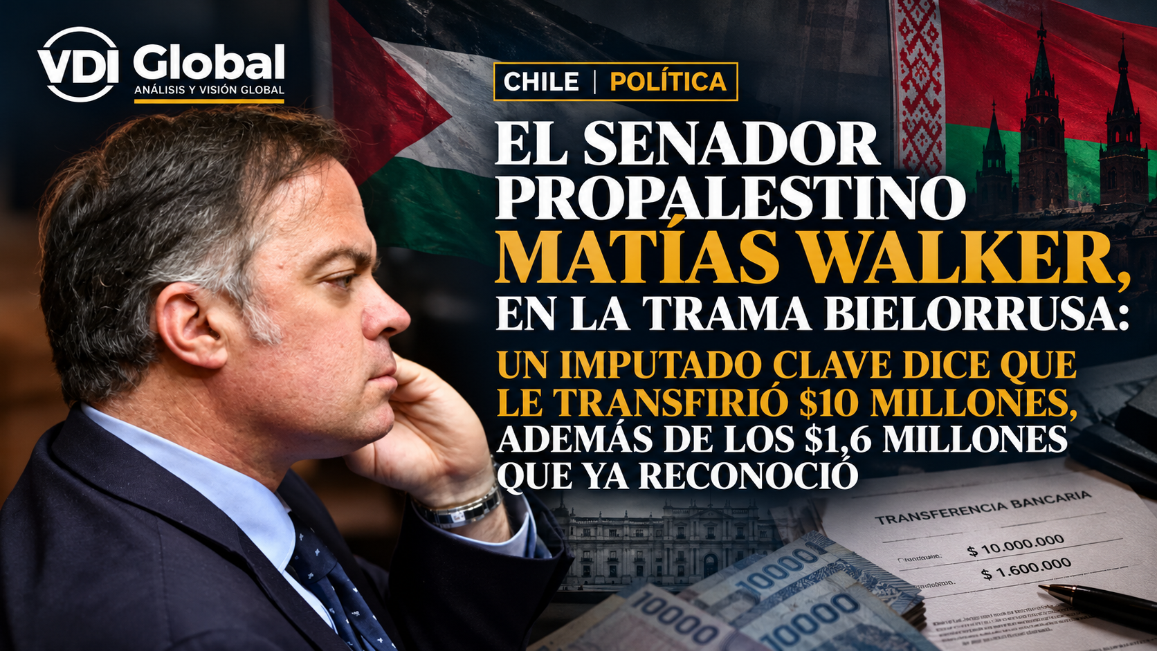 EL SENADOR PROPALESTINO MATÍAS WALKER, EN LA TRAMA BIELORRUSA: UN IMPUTADO CLAVE DICE QUE LE TRANSFIRIÓ $10 MILLONES, ADEMÁS DE LOS $1,6 MILLONES QUE YA RECONOCIÓ