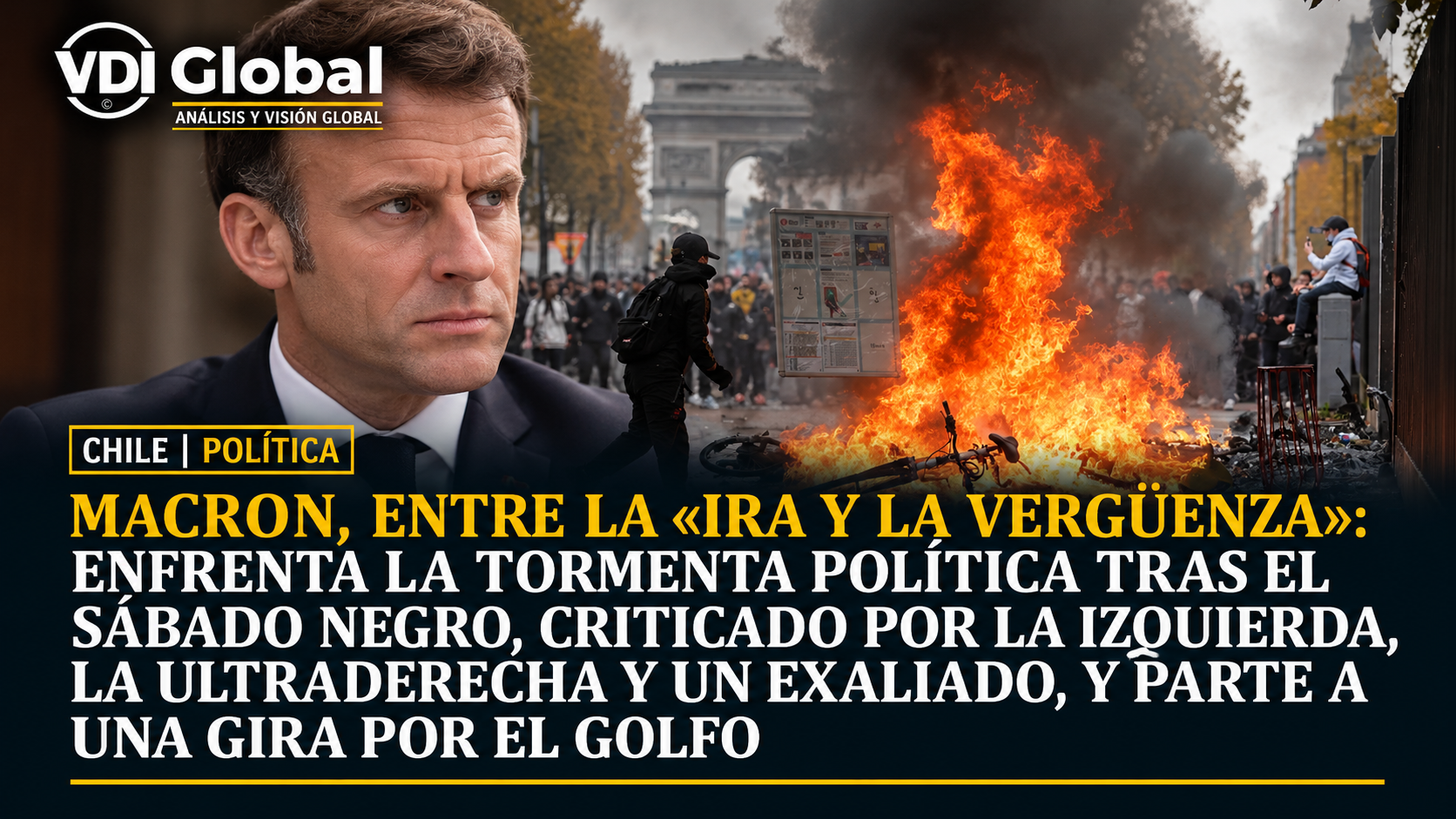 MACRON, ENTRE LA «IRA Y LA VERGÜENZA»: ENFRENTA LA TORMENTA POLÍTICA TRAS EL SÁBADO NEGRO, CRITICADO POR LA IZQUIERDA, LA ULTRADERECHA Y UN EXALIADO, Y PARTE A UNA GIRA POR EL GOLFO