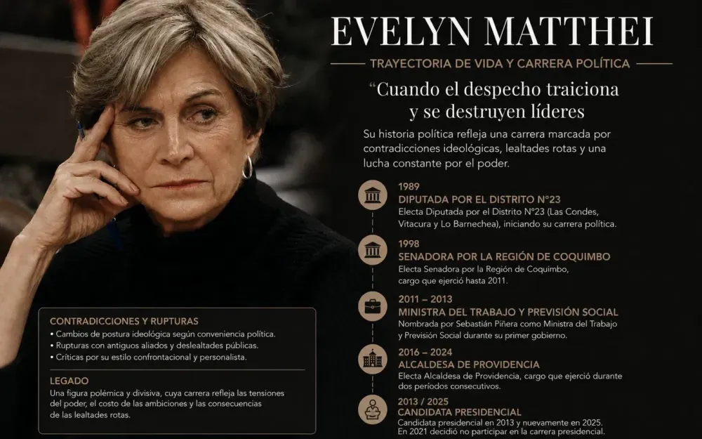 Cuando el despecho traiciona y se destruyen líderes: La trayectoria política de Evelyn Matthei, sus contradicciones ideológicas y sus lealtades rotas post image