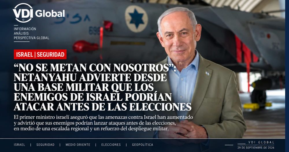 "NO SE METAN CON NOSOTROS": NETANYAHU ADVIERTE DESDE UNA BASE MILITAR QUE LOS ENEMIGOS DE ISRAEL PODRÍAN ATACAR ANTES DE LAS ELECCIONES post image