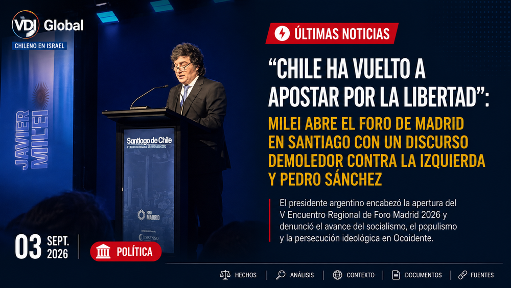 "CHILE HA VUELTO A APOSTAR POR LA LIBERTAD": MILEI ABRE EL FORO DE MADRID EN SANTIAGO CON UN DISCURSO DEMOLEDOR CONTRA LA IZQUIERDA Y PEDRO SÁNCHEZ post image