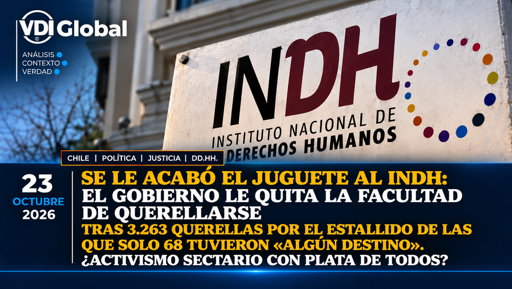 SE LE ACABÓ EL JUGUETE AL INDH: EL GOBIERNO LE QUITA LA FACULTAD DE QUERELLARSE TRAS 3.263 QUERELLAS POR EL ESTALLIDO DE LAS QUE SOLO 68 TUVIERON «ALGÚN DESTINO». ¿ACTIVISMO SECTARIO CON PLATA DE TODOS? post image