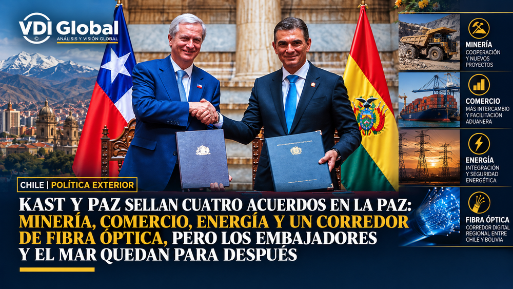 KAST Y PAZ SELLAN CUATRO ACUERDOS EN LA PAZ: MINERÍA, COMERCIO, ENERGÍA Y UN CORREDOR DE FIBRA ÓPTICA, PERO LOS EMBAJADORES Y EL MAR QUEDAN PARA DESPUÉS post image