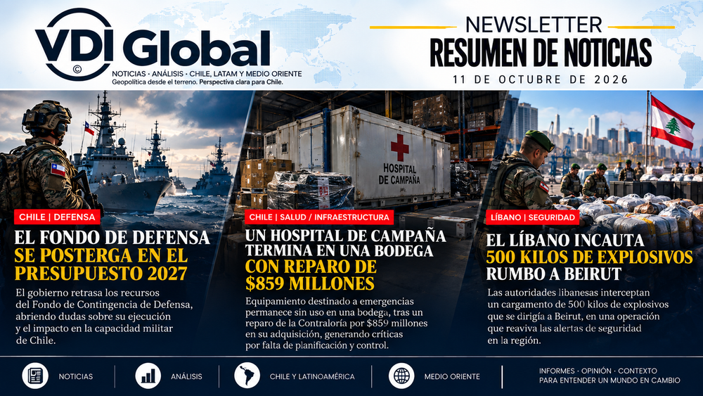 EL FONDO DE DEFENSA SE POSTERGA EN EL PRESUPUESTO 2027, UN HOSPITAL DE CAMPAÑA TERMINA EN UNA BODEGA CON REPARO DE $859 MILLONES Y EL LÍBANO INCAUTA 500 KILOS DE EXPLOSIVOS RUMBO A BEIRUT post image