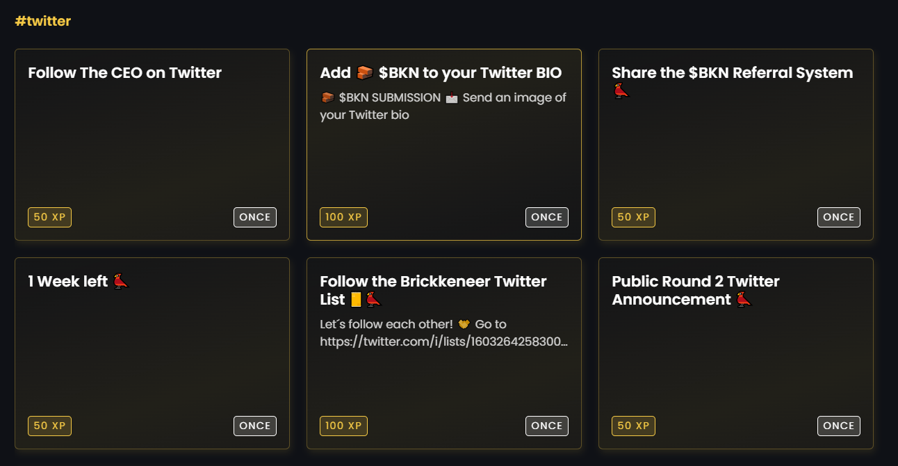 Brikken Questboard sample