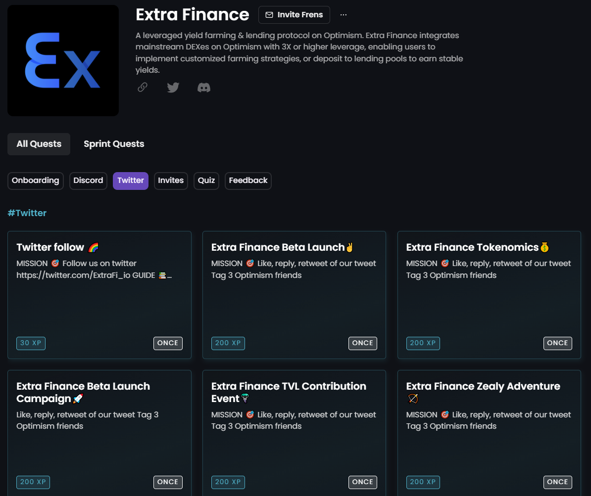 Extra Finance on Zealy