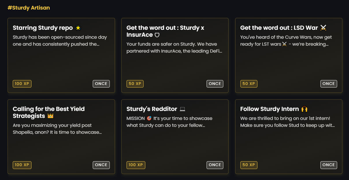 Sturdy Finance on Zealy