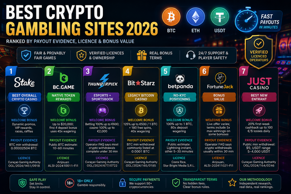 Best Crypto Gambling Sites of May 2026: We Audited 7 Sites With Real BTC Cashier Criteria