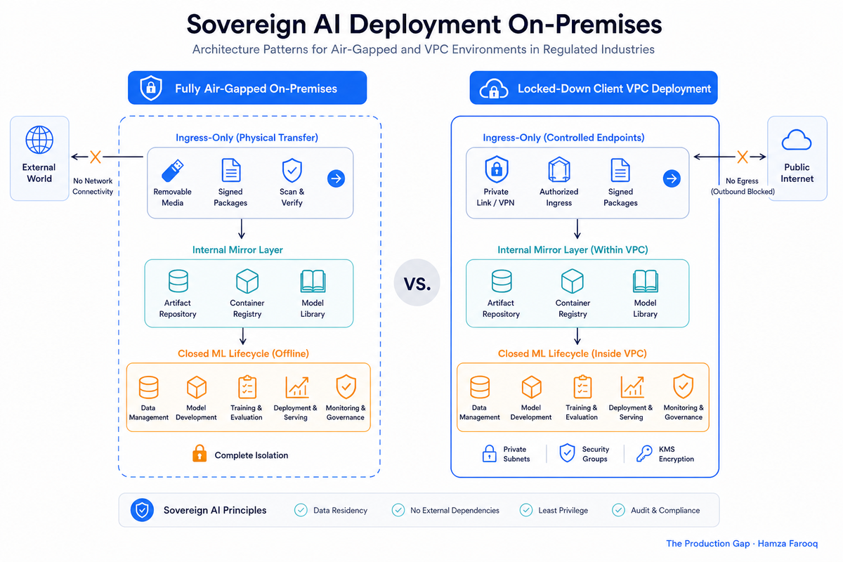 Sovereign AI Deployment On-Premises: Architecture Patterns for Air-Gapped and VPC Environments in Regulated Industries