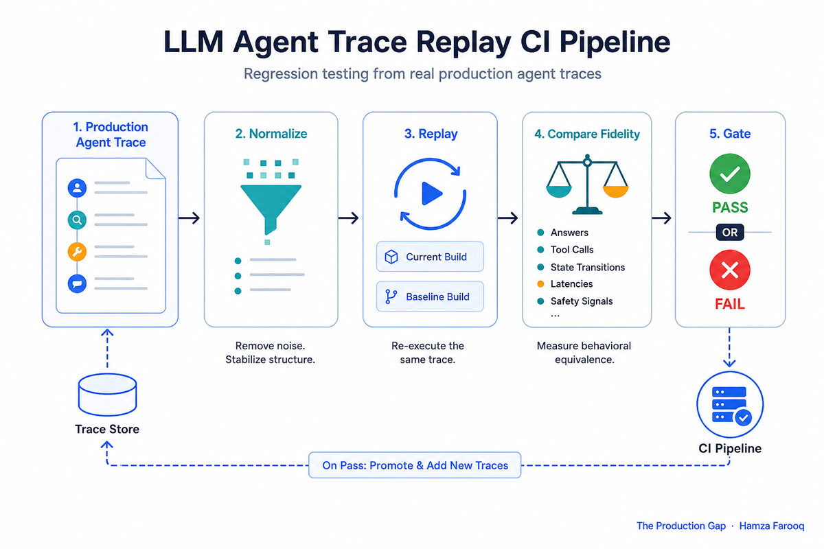 LLM Regression Testing CI: How to Build a Self-Growing Harness from Real Production Agent Traces