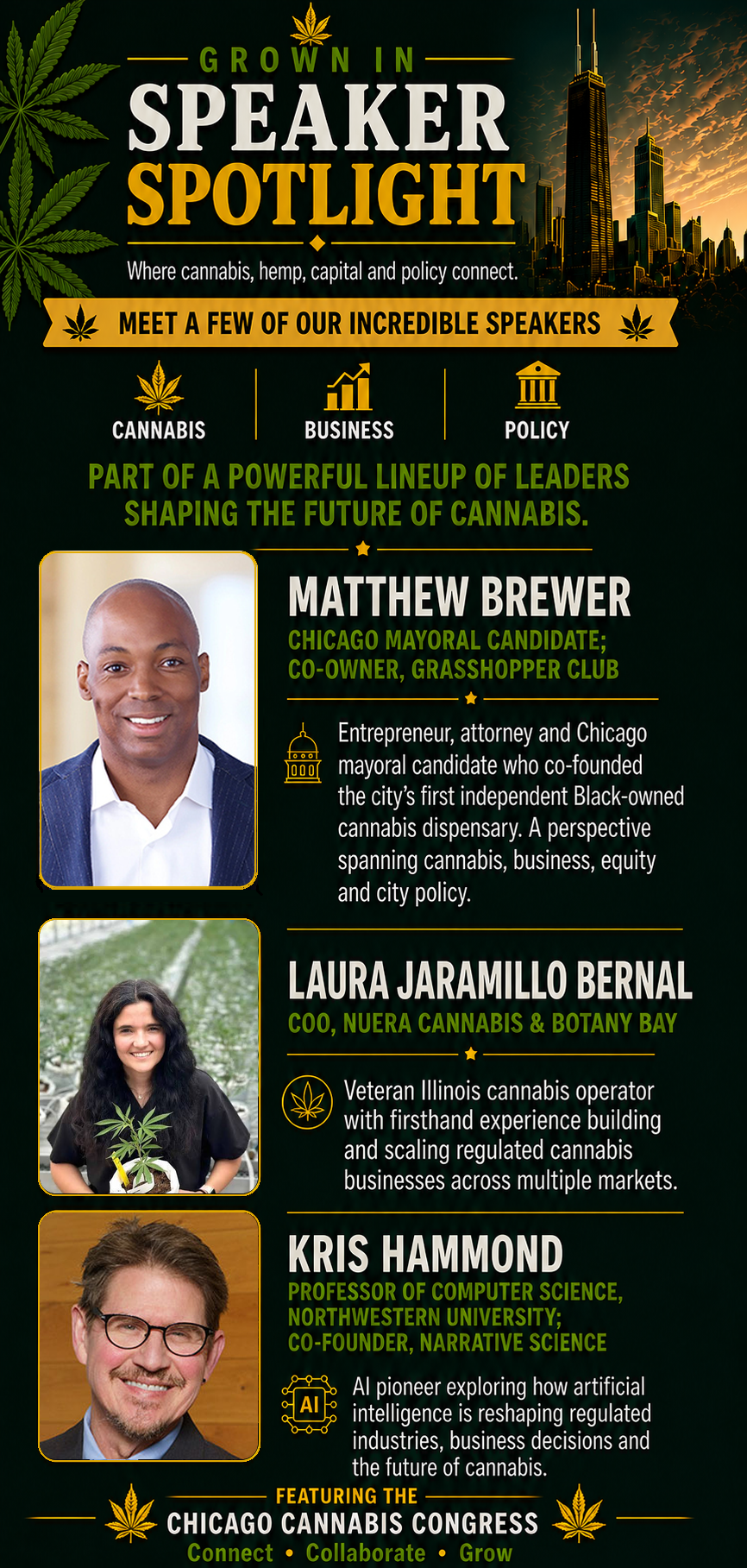 Grown In Harvest Exchange Speaker Spotlight featuring Matthew Brewer, Laura Jaramillo Bernal and Kris Hammond