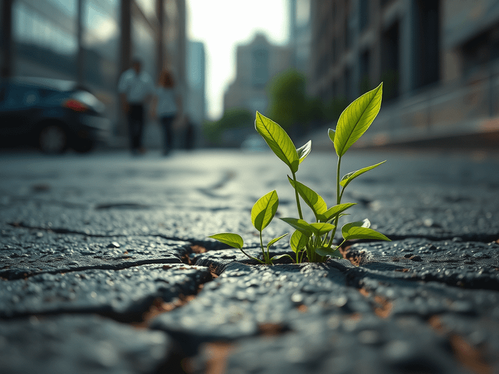 Plantas nascendo no asfalto