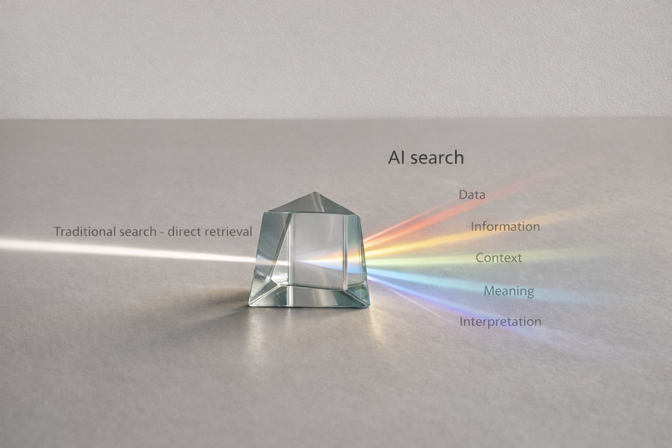 When Search Starts Interpreting: Rethinking AI Search in Regulated Systems
