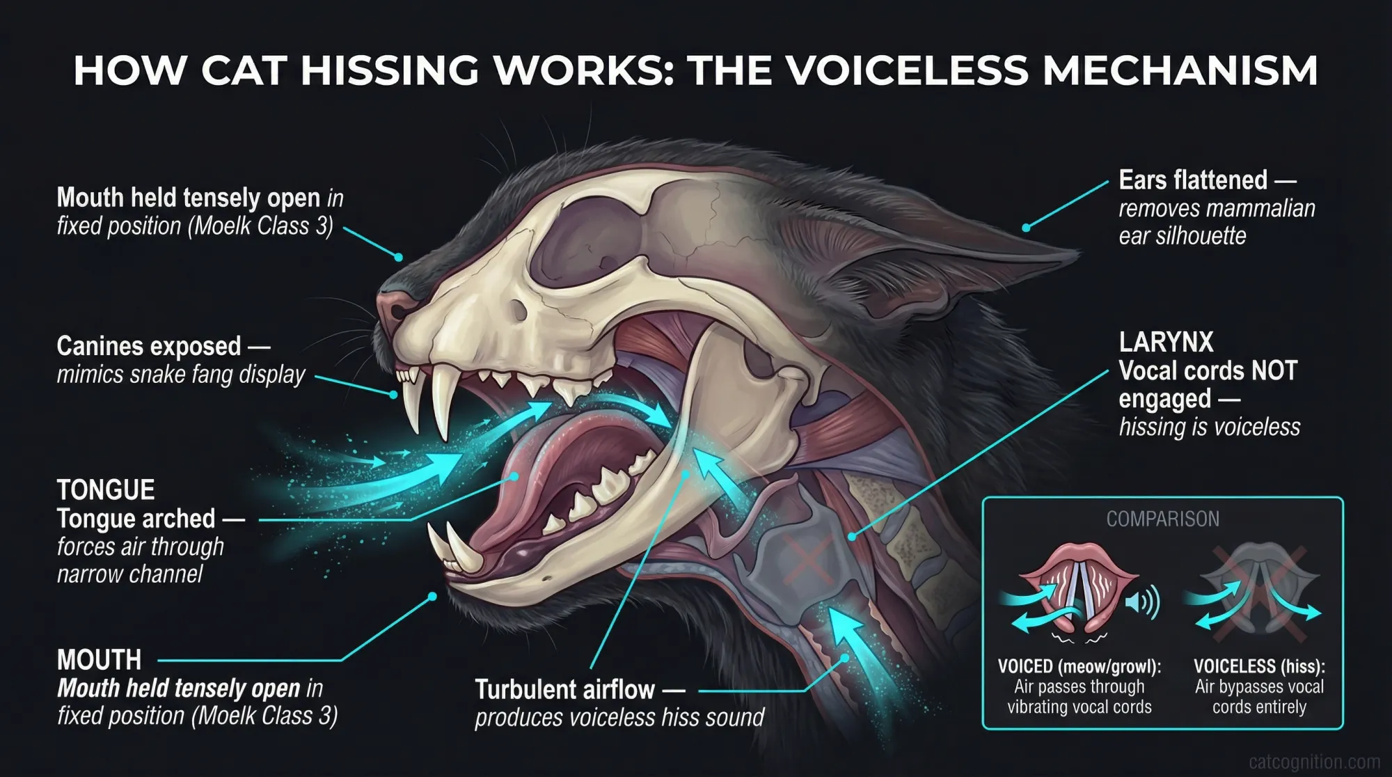 How Cat Hissing Works: The Voiceless Mechanism