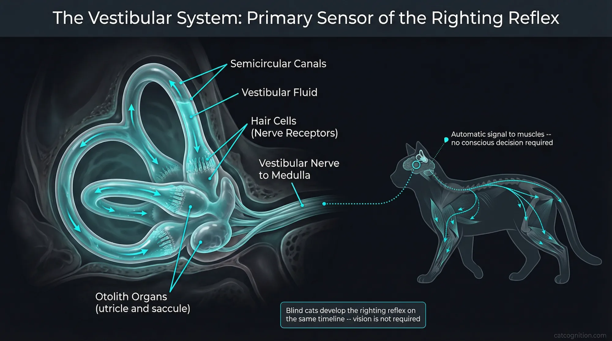 Cat vestibular system anatomy driving the aerial righting reflex