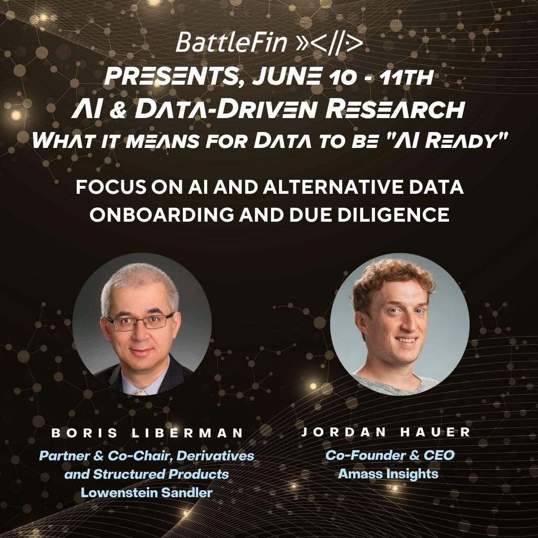 Description of a panel at the BattleFin event with Jordan Hauer and Boris Liberman about Alternative Data Due Diligence