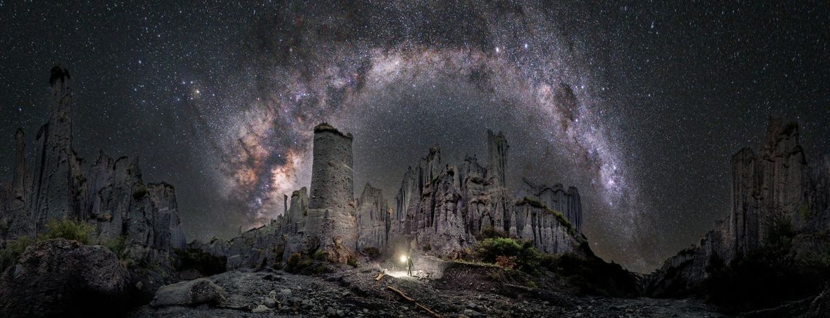 a beautiful mountain night sky