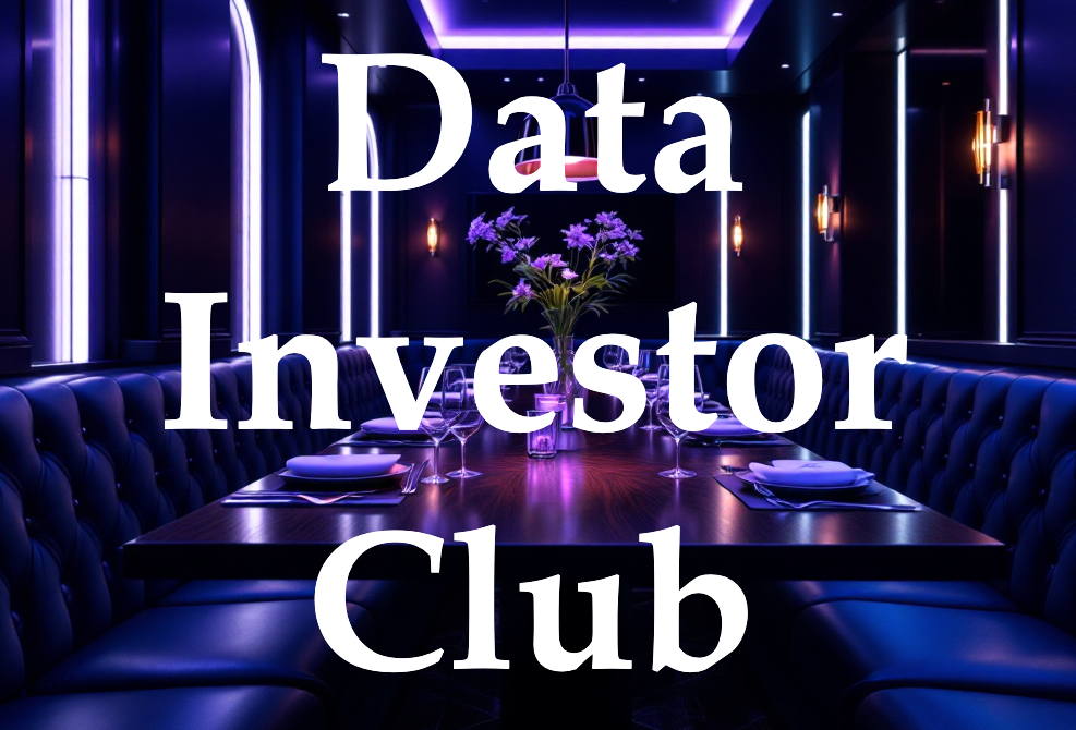 The Data Investor Club: A dark and gentle steakhouse atmosphere.