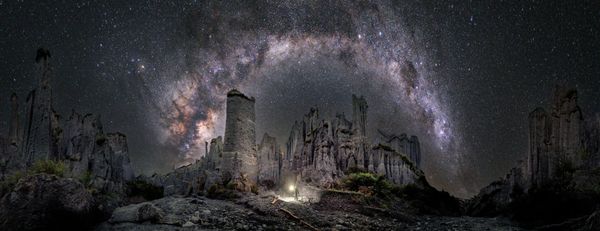 a beautiful mountain night sky