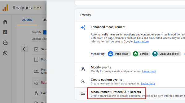 Measurement Protocol API secrets ga4