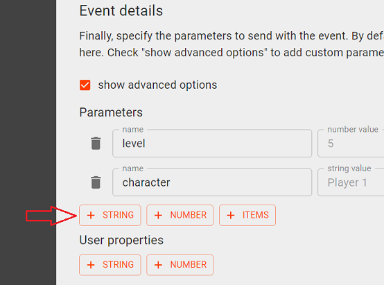 add a new custom parameter of type ‘string