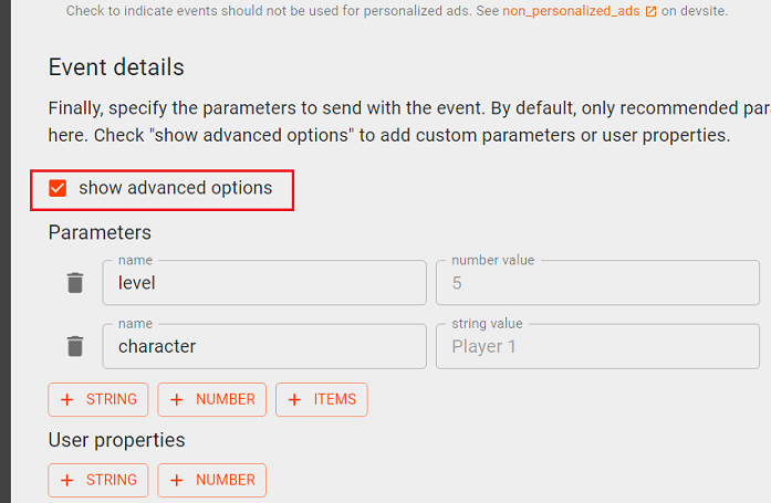 Show advanced options