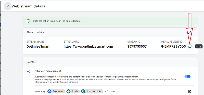 copy the measurement ID