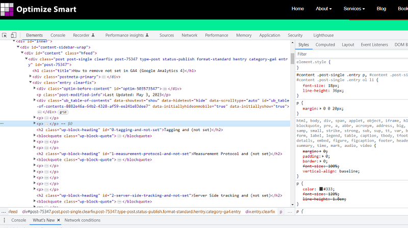 open up the ‘Chrome Developers Tool
