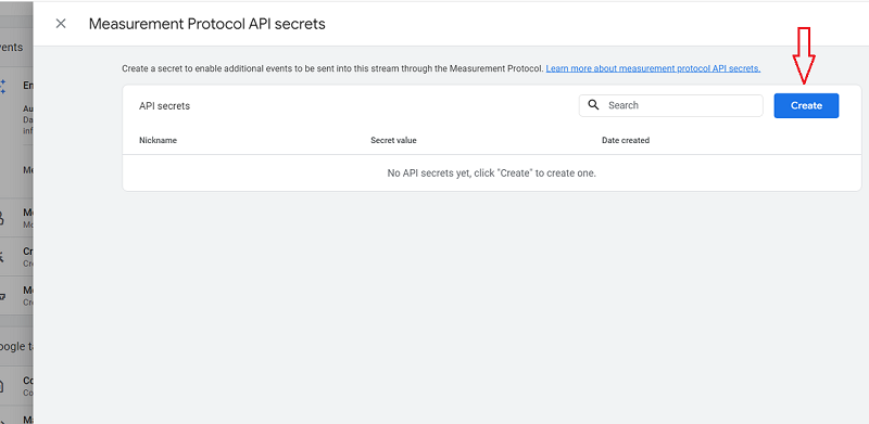 Click on the ‘Create button