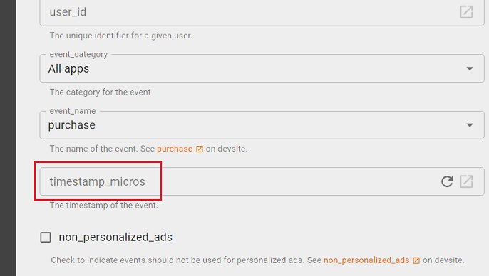 Enter timestamp micros