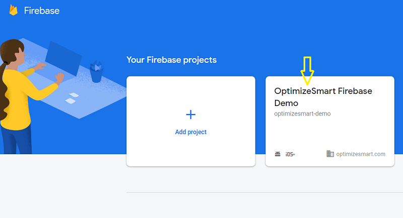 click on the Firebase project whose app id you want to retrieve