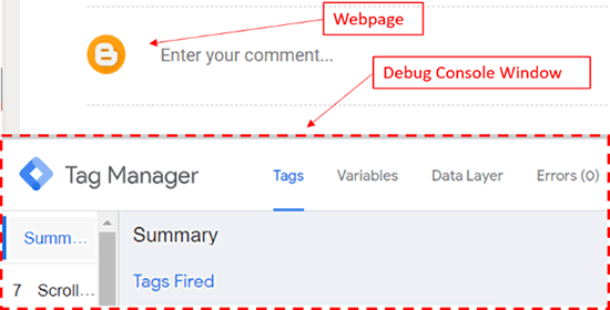 regex guide GTM debug console