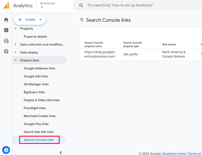 search console links ga4