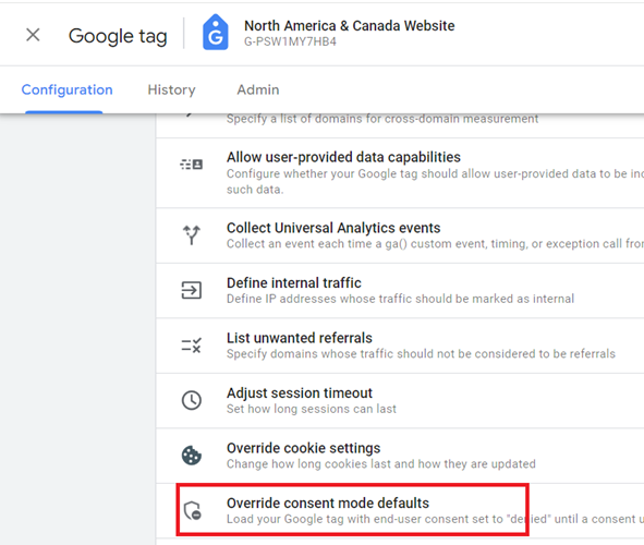 change the override consent mode defaults