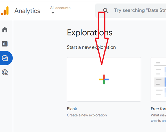 Click on the ‘BLANK report template to create a new exploration report