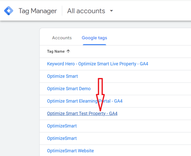 Click on the tag name to edit the Google tag settings