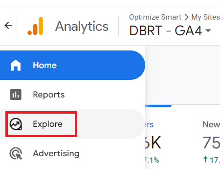 Click on Explore from the left hand side menu