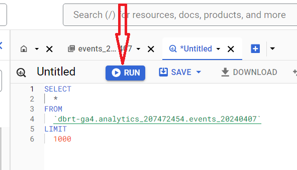 Click on the ‘Run button to execute your query