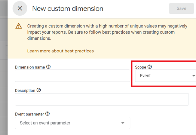 GA4 custom event scoped dimensions