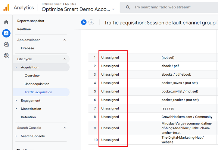 fixing unassigned traffic ga4