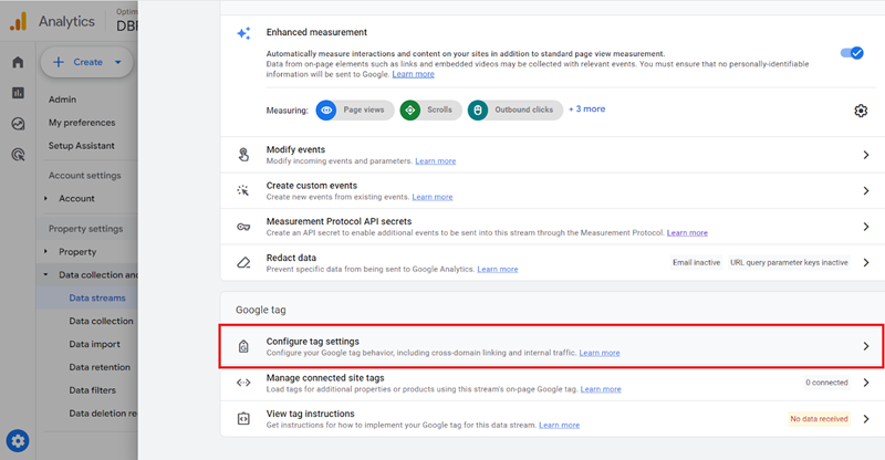 Configure tag settings 1