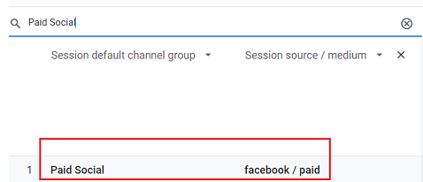 ‘Paid Social‘ channel group