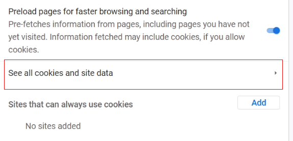 See all cookies and site data