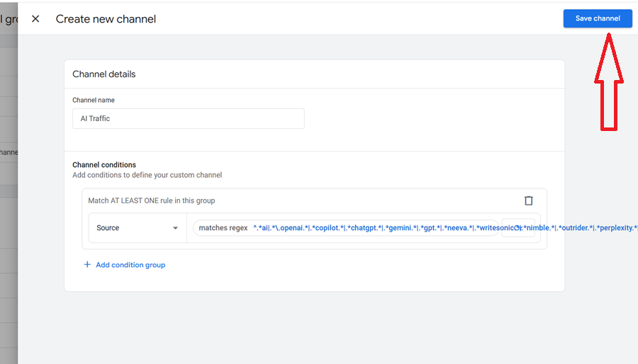 Click on the Save Channel button