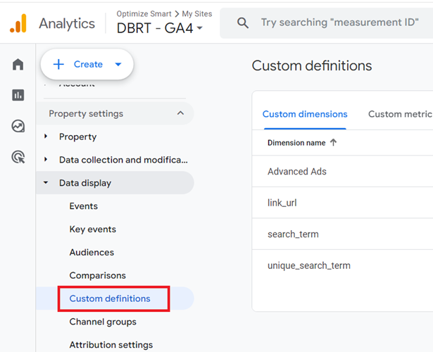 Custom Definitions ga44