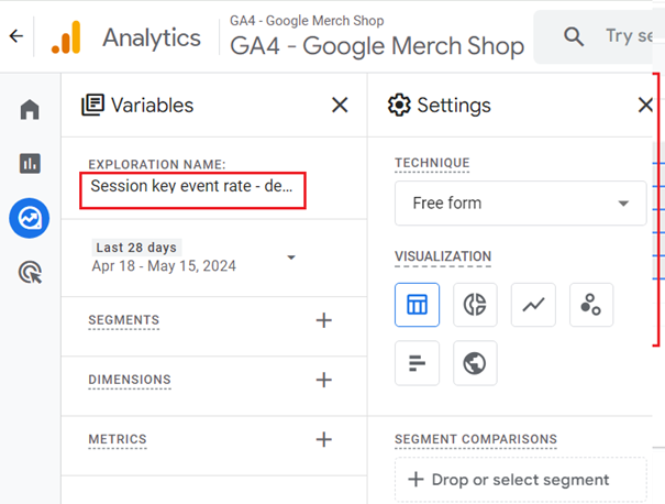 Session key event rate – default channel group