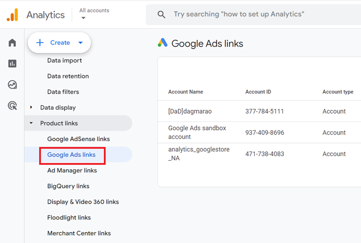 google ads links ga4