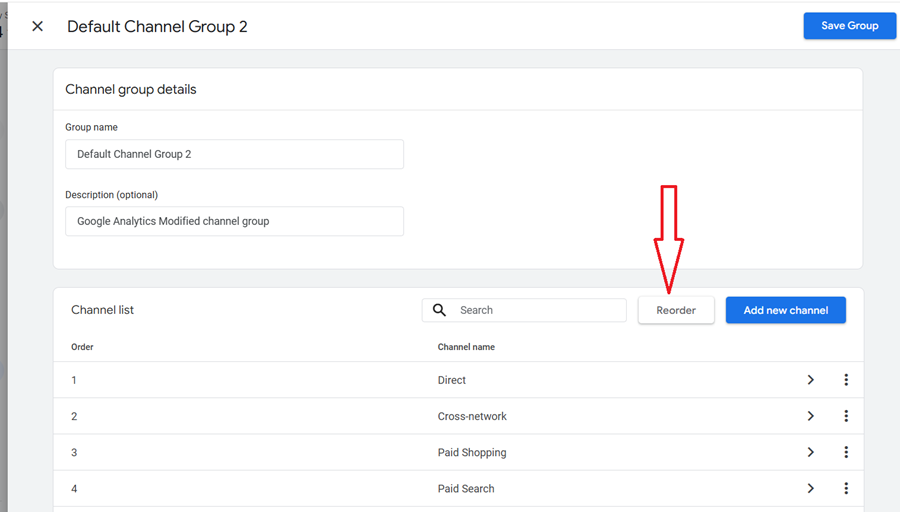 click on the Reorder button